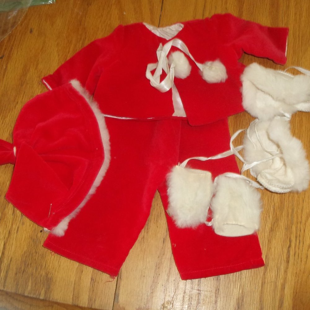Terri Lee doll clothes tagged red velvet hat pants coat rabbit fur shoes mittens